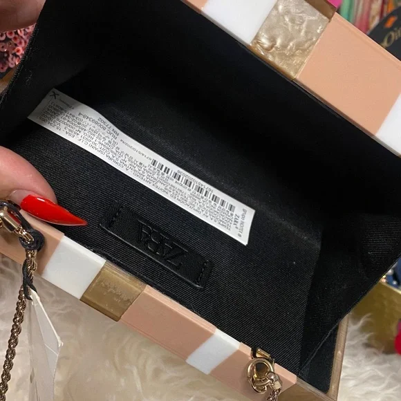 ZARA Multicolor Geometric Clutch with Gold Chain NWT! - Picture 6 of 9